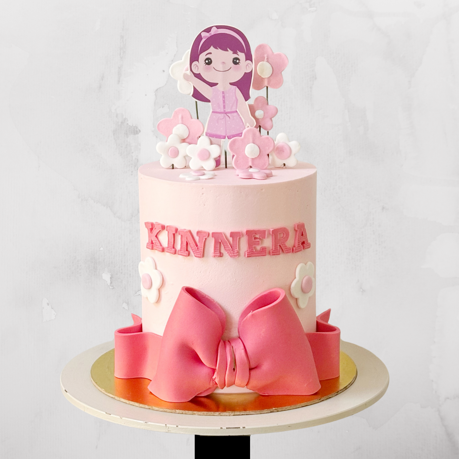 Pink Floral Birthday Cake for Girls